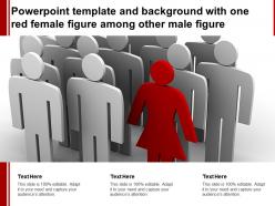 Powerpoint template and background with one red female figure among other male figure