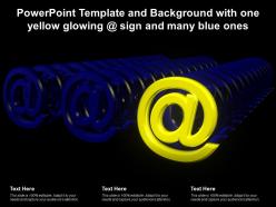 Powerpoint template and background with one yellow glowing sign and many blue ones