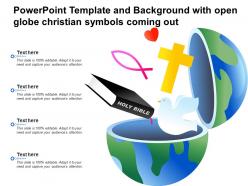 Powerpoint template and background with open globe christian symbols coming out