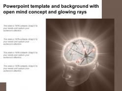 Powerpoint template and background with open mind concept and glowing rays