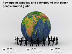Powerpoint template and background with paper people around globe