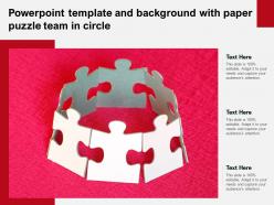 Powerpoint template and background with paper puzzle team in circle