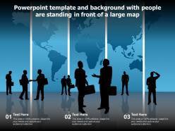Powerpoint template and background with people are standing in front of a large map