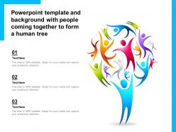 Powerpoint template and background with people coming together to form a human tree
