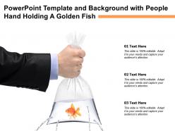 Powerpoint template and background with people hand holding a golden fish