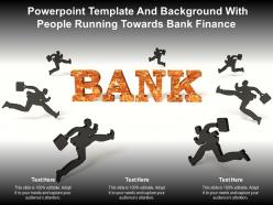 Powerpoint template and background with people running towards bank finance