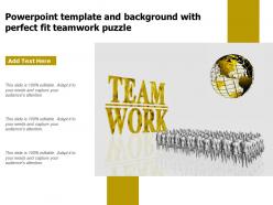 Powerpoint template and background with perfect fit teamwork puzzle