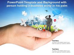 Powerpoint Template And Background With Person Holding A Business World In His Palm