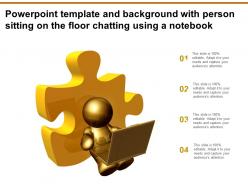 Powerpoint template and background with person sitting on the floor chatting using a notebook