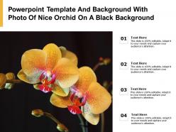 Powerpoint template and background with photo of nice orchid on a black background