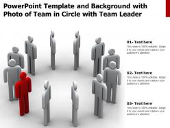 Powerpoint Template And Background With Photo Of Team In Circle With Team Leader