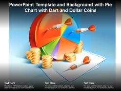 Powerpoint template and background with pie chart with dart and dollar coins