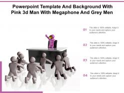 Powerpoint template and background with pink 3d man with megaphone and grey men