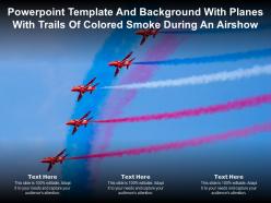 Powerpoint template and background with planes with trails of colored smoke during an airshow