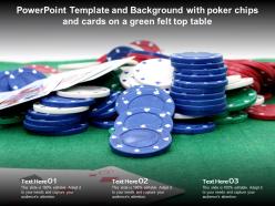 Powerpoint template and background with poker chips and cards on a green felt top table