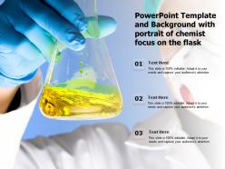 Powerpoint template and background with portrait of chemist focus on the flask