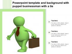 Powerpoint template and background with puppet businessman with a tie