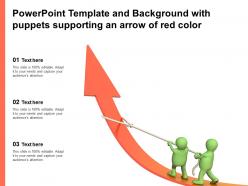 Powerpoint template and background with puppets supporting an arrow of red color