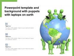 Powerpoint template and background with puppets with laptops on earth