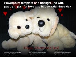 Powerpoint template and background with puppy in pair for love and happy valentines day