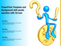 Powerpoint template and background with puzzle question with 3d man