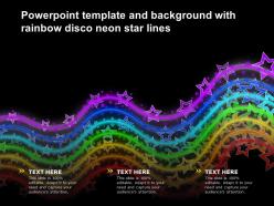 Powerpoint template and background with rainbow disco neon star lines
