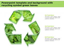 Powerpoint template and background with recycling symbol green leaves