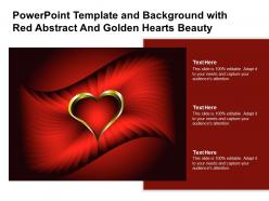 Powerpoint template and background with red abstract and golden hearts beauty