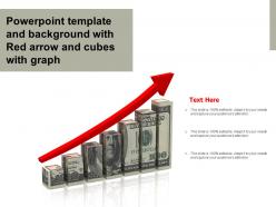 Powerpoint template and background with red arrow and cubes with graph