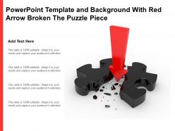 Powerpoint template and background with red arrow broken the puzzle piece