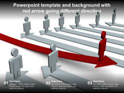 Powerpoint template and background with red arrow going different direction