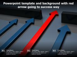 Powerpoint template and background with red arrow going to success way