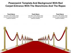 Powerpoint template and background with red carpet entrance with the stanchions and the ropes