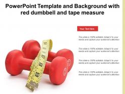 Powerpoint template and background with red dumbbell and tape measure