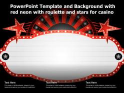 Powerpoint template and background with red neon with roulette and stars for casino