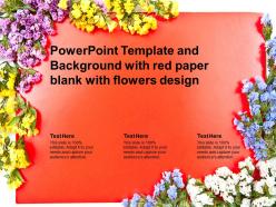 Powerpoint template and background with red paper blank with flowers design