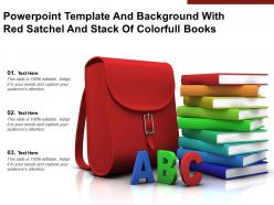 Powerpoint template and background with red satchel and stack of colorfull books