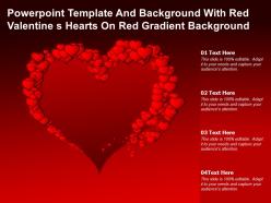 Powerpoint template and background with red valentine s hearts on red gradient