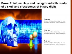 Powerpoint template and background with render of a skull and crossbones of binary digits