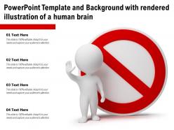 Powerpoint template and background with rendered illustration of a human brain