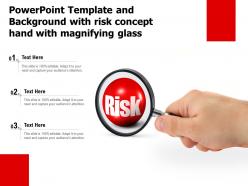 Powerpoint template and background with risk concept hand with magnifying glass