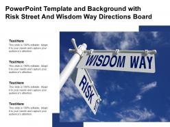 Powerpoint template and background with risk street and wisdom way directions board