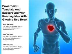 Powerpoint template and background with running man with glowing red heart