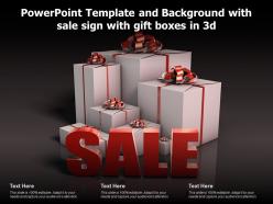 Powerpoint template and background with sale sign with gift boxes in 3d