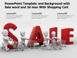 Powerpoint template and background with sale word and 3d men with shopping cart