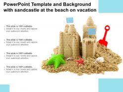 Powerpoint template and background with sandcastle at the beach on vacation