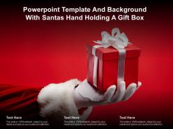 Powerpoint template and background with santas hand holding a gift box