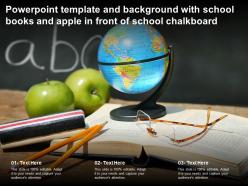 Powerpoint template and background with school books and apple in front of school chalkboard