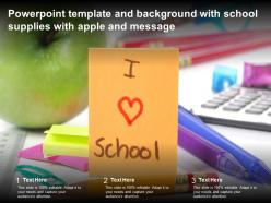 Powerpoint template and background with school supplies with apple and message
