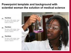 Powerpoint template and background with scientist woman the solution of medical science